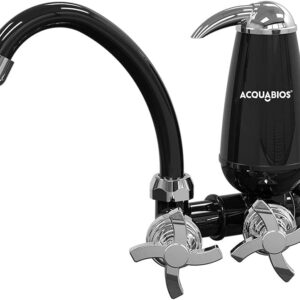 Filtro De Água Com Torneira Acqua Colors E05 Preta Bica Móvel Quadriseta Acquabios 1006-0051, Acquabios, Filtro Purificador De Água Com Bica Móvel, Preto E Cromado, Máxima Eficiência Comprovada