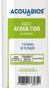 Refil Filtro De Água Acqua Cs10 3431 1005-0056 (Compatível Consul), Acquabios, Refil Filtro Purificador De Água, Branco, Ultra Filtração Com 7 Estágios E Equilíbrio Alcalino