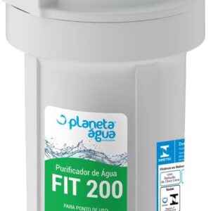 Filtro Purificador Fit 200 com Rosca de 1/2" Planeta Água Branco Pequeno, remover resíduos, cloro, barro, areia, ferrugem, cozinha, bebedouro, academia, profissional, do mercado, escola.