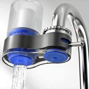 Purificador de Água para Torneira 2 Filtros Lavável e Removível Filtro De Torneira Purificador - YODHE (Cinza)