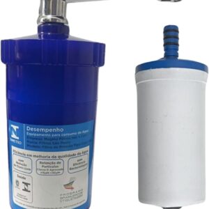 Filtro Copo Abs Azul Com Refil Universal Carvão Ativado + 1 Refil