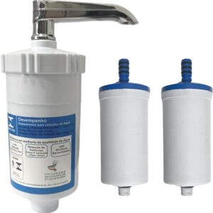 Filtro Copo Abs Branco Com Refil Universal Carvão Ativado + 2 Refil