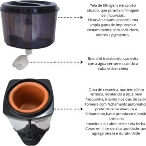 Bebedouro Filtro Para Água Inox Com Base De Barro(10 Litros)