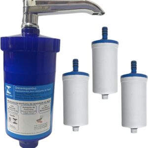 Filtro Copo Abs Azul Com Refil Universal Carvão Ativado + 3 REFIL