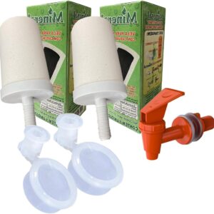 Kit 2 Velas Carvão Ativado Para filtro + 2 boias anti-transbordamento +Torneira Marrom P/Filtros de Barro