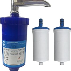 Filtro Copo Abs Azul Com Refil Universal Carvão Ativado + 2 Refil