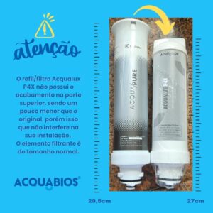 Kit 2 unid Refil Filtro De Água Acqualux P4X para purificador Electrolux Acqua Pure 4x | Acquabios | Compatível com os modelos Electrolux 4x, PE12A, PE12B, PE12G, PE12V, PAPPCA50