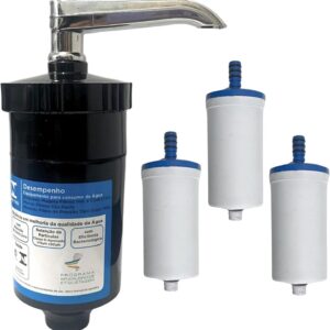 Filtro Copo Abs Preto Com Refil Universal Carvão Ativado + 3 Refil