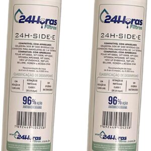 24 Horas Filtros, Kit 2 Filtro Refil Externo Compatível Geladeira Side by Side Engate